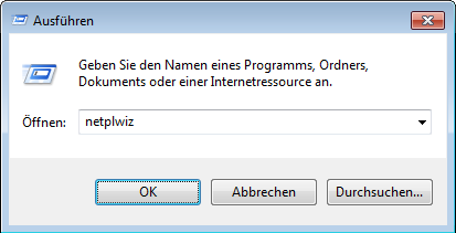 Windows 7 Benutzerkonten aufrufen