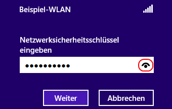 Windows 8 WLAN-Kennwort eingeben
