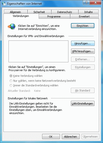 Windows 7 Eigenschaften von Internet 2