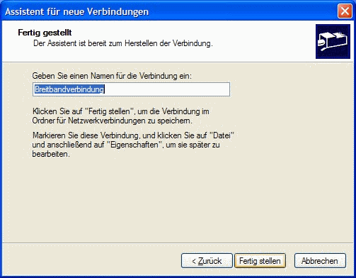 Windows XP Assistent für neue Verbindungen 2