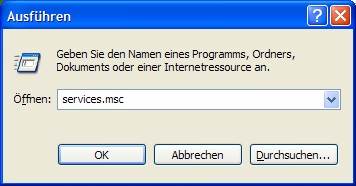 Windows XP Dienste aufrufen
