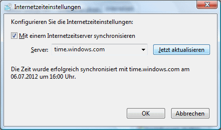 Windows Vista Systemzeit automatisch einstellen