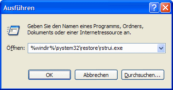 Windows XP Systemwiederherstellung aufrufen