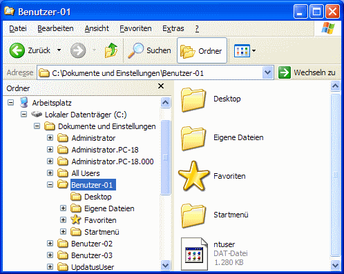 Windows XP > Benutzerordner