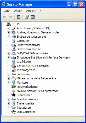 Windows XP Geräte-Manager
