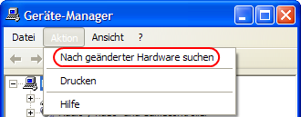 Windows XP Nach geänderter Hardware suchen