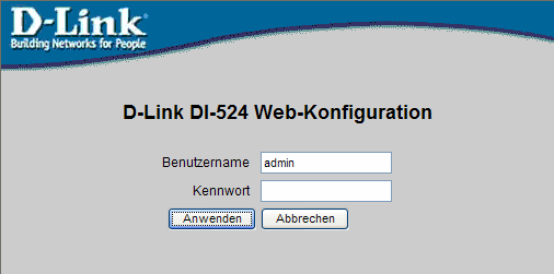 WLAN-Router D-Link DI-524 Login