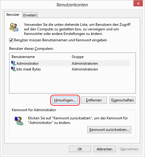 Windows 8 neuen Benutzer hinzufügen