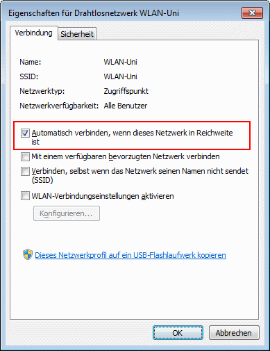 Windows 7 WLAN automatische Verbindung deaktivieren