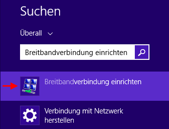 Windows 8.1 Suche Breitbandverbindung einrichten