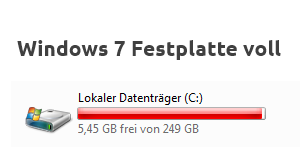 Windows 7 Festplatte voll