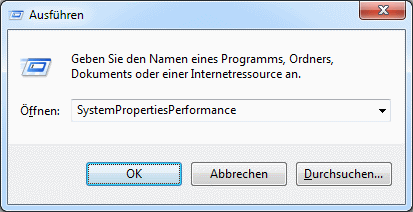 Windows 7 Leistungsoptionen aufrufen