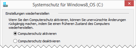 Windows 8.1 Systemwiederherstellung ein- und ausschalten