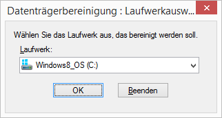 Windows 8.1 Datenträgerbereinigung Laufwerkauswahl