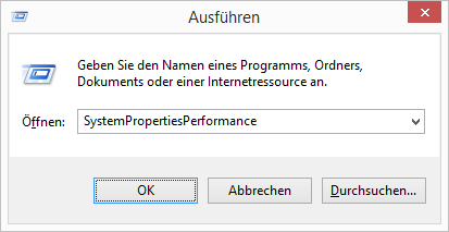 Windows 8.1 Leistungsoptionen aufrufen