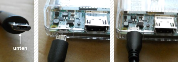 Raspberry Pi 3 Mini-USB Strom anschließen